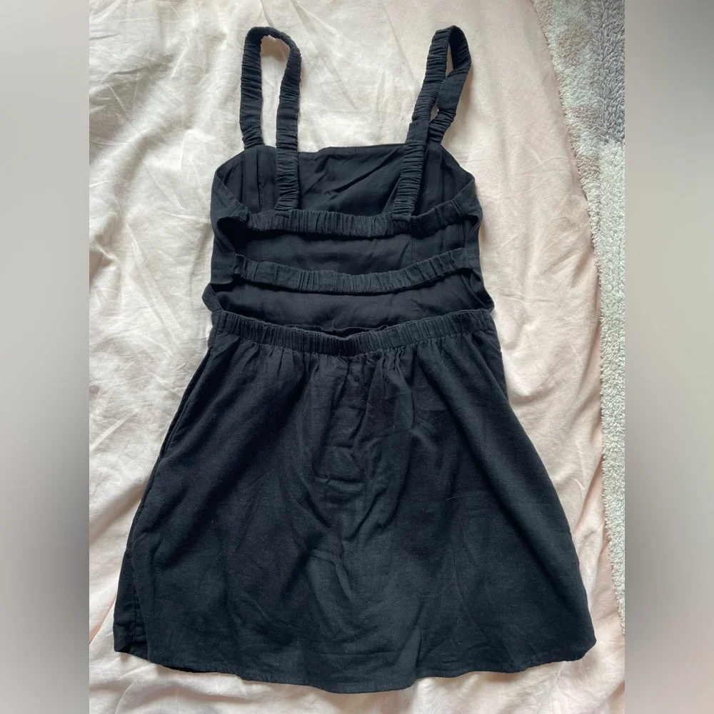 Abercrombie & Fitch Black linen blend open back skort dress - Picture 2 of 6